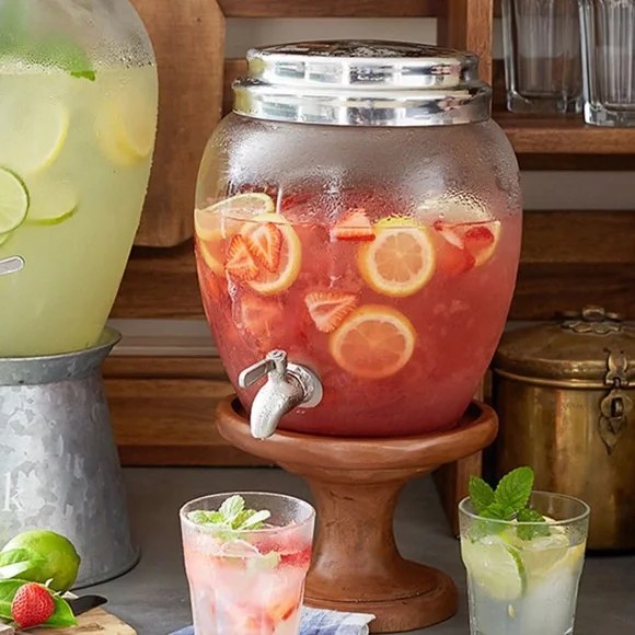 Pottery Barn Classic Glass 7.5 qt Drink Dispenser with Silver Spout and … - Picture 3 of 16